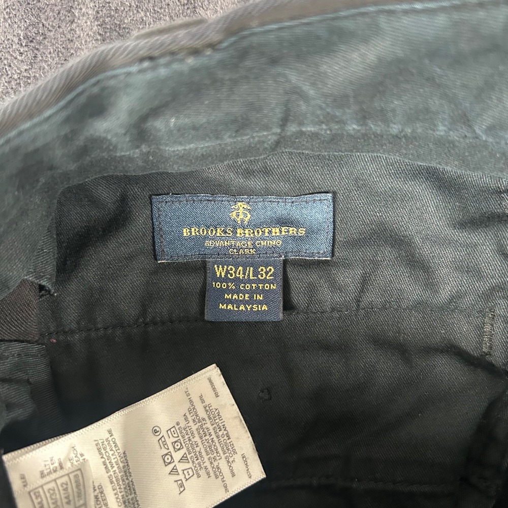 Brooks Brothers Advantage Chino Mens 34x32 Black Clark Fit Straight Leg Pants - Picture 6 of 8